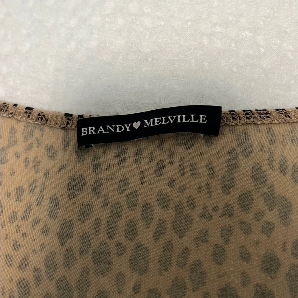 Brandy Melville Tan and Black Animal Print Crop Top - Picture 2 of 3